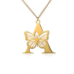 18k Butterfly Initial Necklace