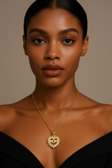 Jewelry for mom – heart pendant with white crystals - black other