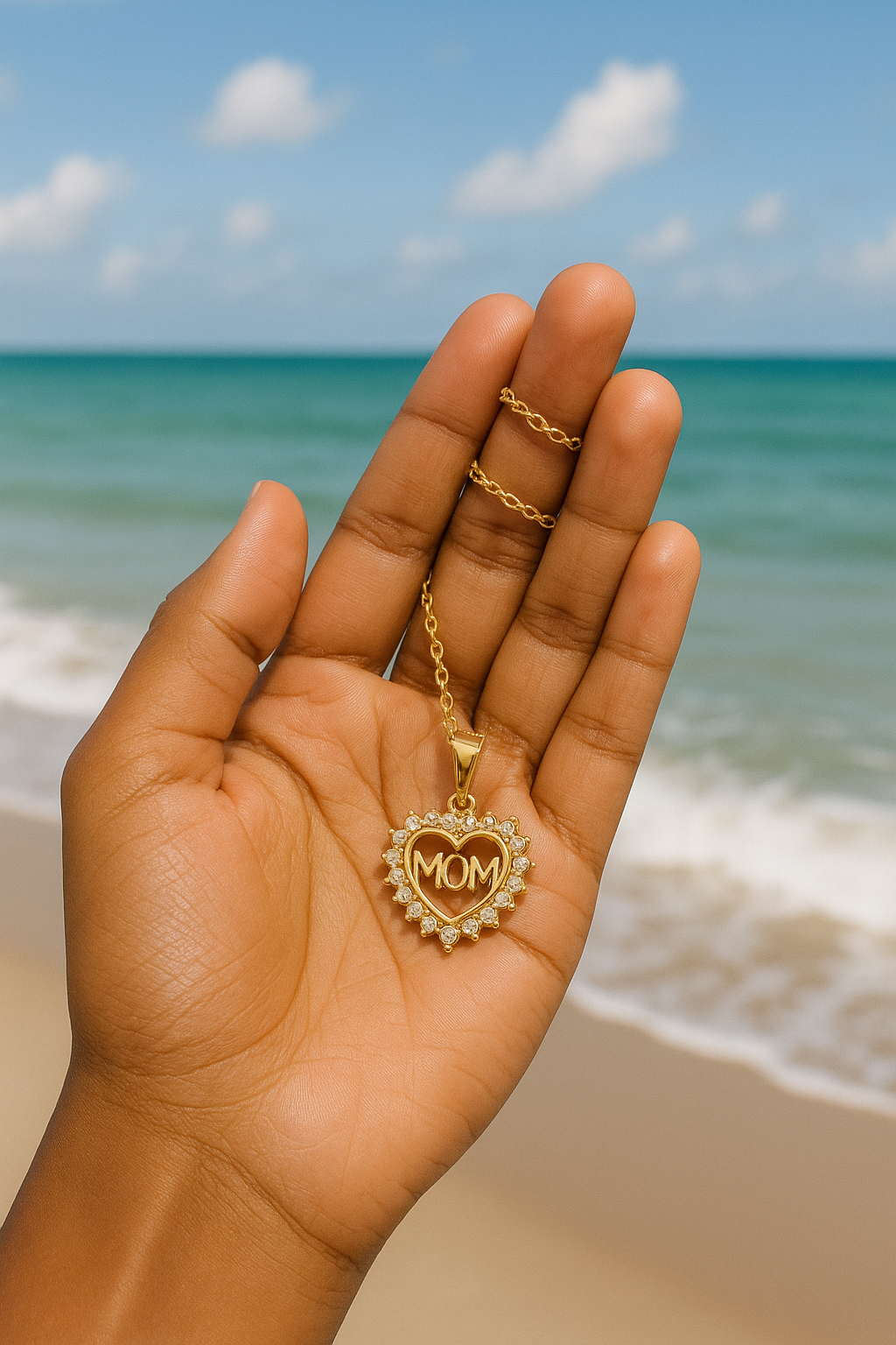 Sentimental MOM necklace styled with gold chain