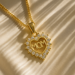 Delicate gift for mom featuring crystal-studded heart pendant