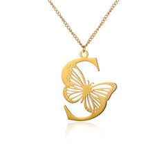 18k Butterfly Initial Necklace