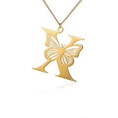 18k Butterfly Initial Necklace