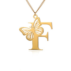18k Butterfly Initial Necklace