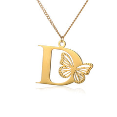 18k Butterfly Initial Necklace