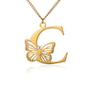 18k Butterfly Initial Necklace