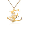 18k Butterfly Initial Necklace