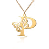 18k Butterfly Initial Necklace