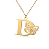 18k Butterfly Initial Necklace