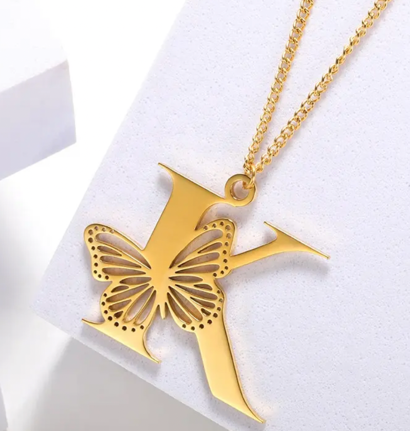 Personalised Butterfly Initial Necklace – Custom Jewellery Australia