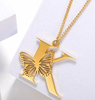 18k Butterfly Initial Necklace