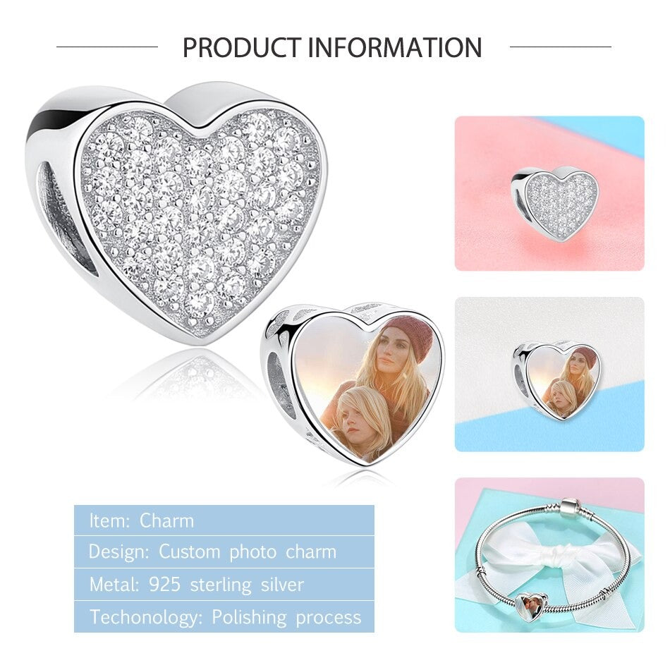 Custom Photo Heart Beads
