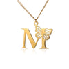 18k Butterfly Initial Necklace