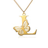 18k Butterfly Initial Necklace