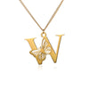 18k Butterfly Initial Necklace