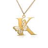 18k Butterfly Initial Necklace