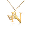 18k Butterfly Initial Necklace