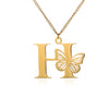 18k Butterfly Initial Necklace